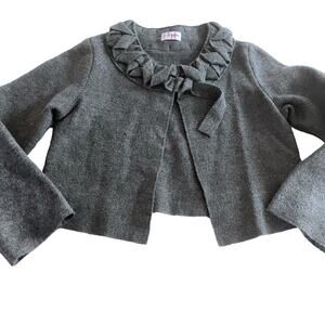 Il Gufo Girls Charcoal Gray Wool Cardigan Jacket size 12 Designer Old Money